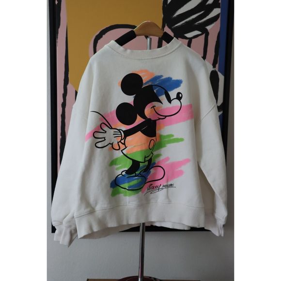 Girls 11-12 (152cm) Zara X Mickey Brush Stroke Vintage Style Sweater - Picture 1 of 4